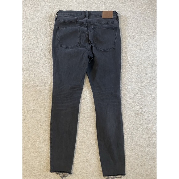 Madewell Women's Jeans Size 28 9" High Rise Skinny Black Distressed Denim Youth - Picture 7 of 8